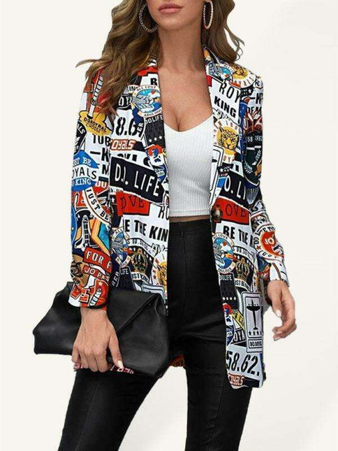 Chic Urban Graffiti Women's Blazer - Fashion-Forward Streetwear by JakotoFashion