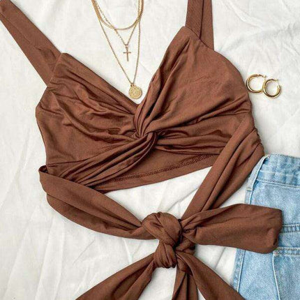 Chic V-Neck Halter Top - Your Versatile Wardrobe Staple - Très Elite