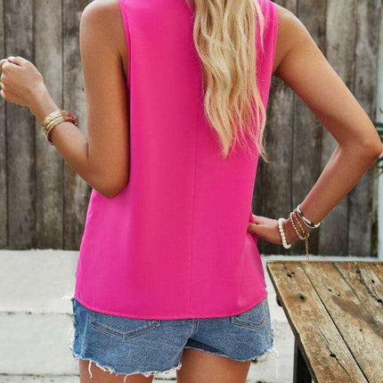 Chic V-Neck Sleeveless Blouse - Effortlessly Stylish and Vibrant