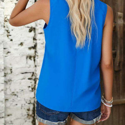 Chic V-Neck Sleeveless Blouse - Effortlessly Stylish and Vibrant