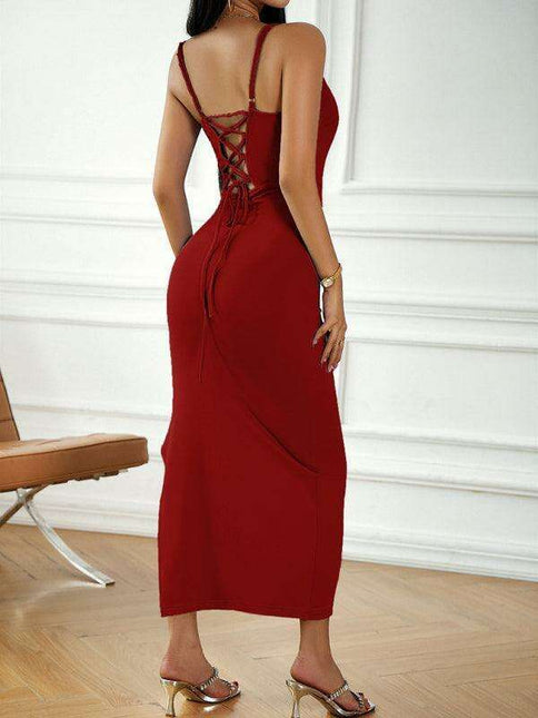 Chic V-Neck Suspender Skirt - Effortless Elegance for the Modern Woman