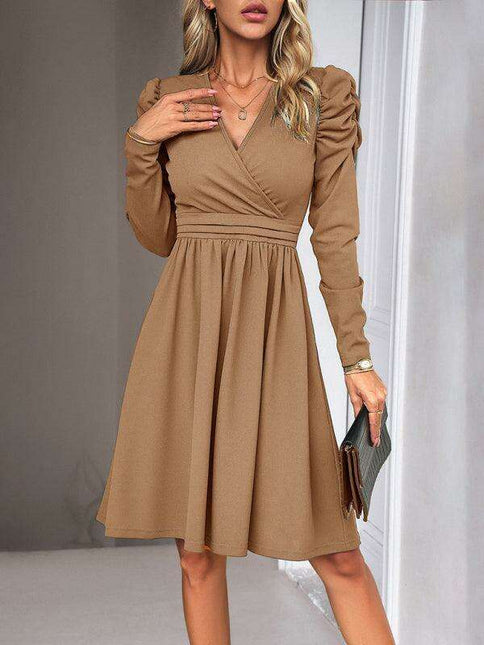 Chic V-neck Long Sleeve Dress for Women: A Timeless Wardrobe Essential