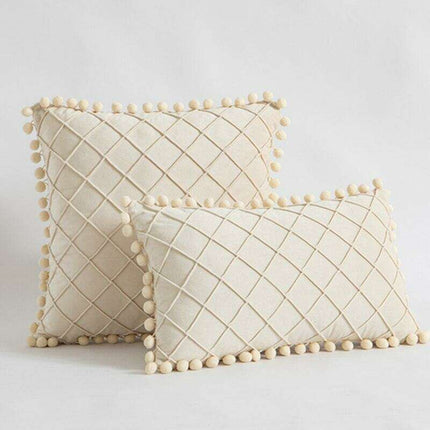 Chic Velvet Bohemian Pillow Covers with Fun Pompom Details