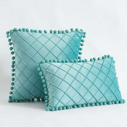 Chic Velvet Bohemian Pillow Covers with Fun Pompom Details