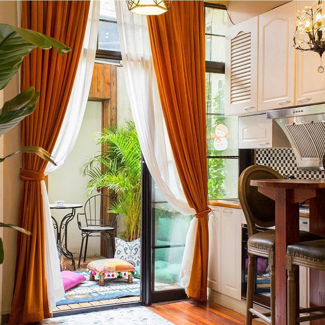 Chic Vintage-Inspired Burning Orange Blackout Curtains for Ultimate Relaxation