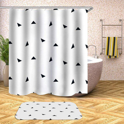 Chic Water-Resistant Geometric Shower Curtain Set with Hooks