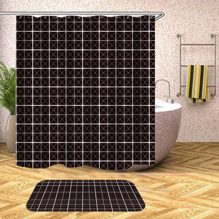 Chic Water-Resistant Geometric Shower Curtain Set with Hooks