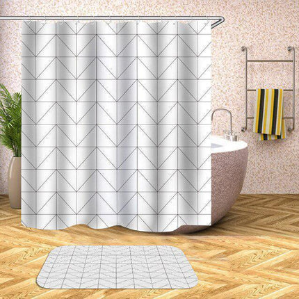 Chic Water-Resistant Geometric Shower Curtain Set with Hooks