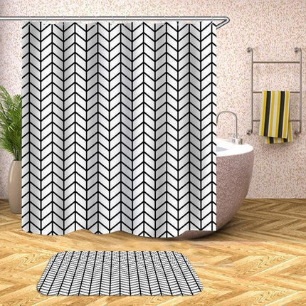 Chic Water-Resistant Geometric Shower Curtain Set with Hooks