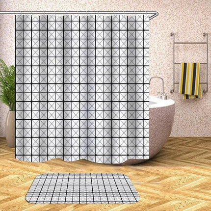 Chic Water-Resistant Geometric Shower Curtain Set with Hooks