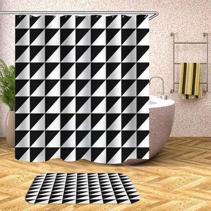 Chic Water-Resistant Geometric Shower Curtain Set with Hooks