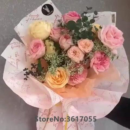 Chic Waterproof Floral Tissue Paper with Alphabet Design for Elegant Arrangements..