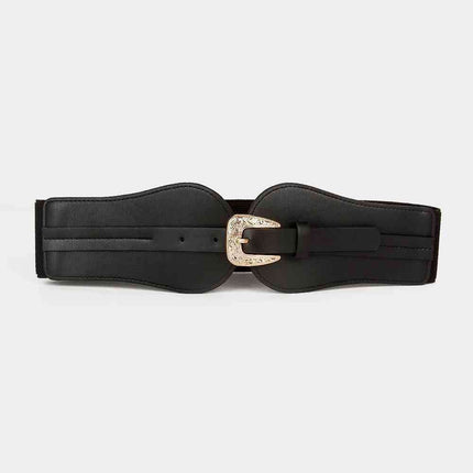 Chic Wide PU Belt with Elegant Alloy Buckle for a Fashion Forward Look