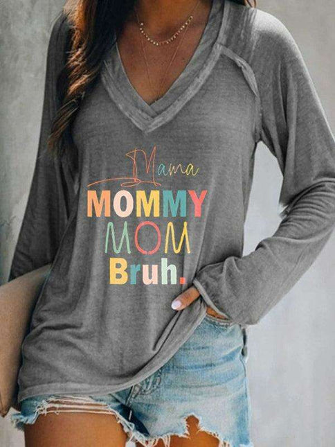 Chic Women's Long Sleeve V-Neck Tee with Trendy Graphic Design