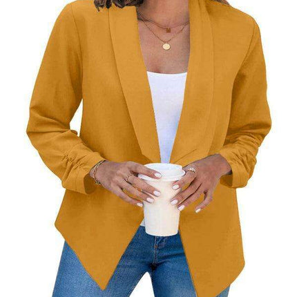 Chic Women's Oversized Ruched Sleeve Crop Blazer - Très Elite
