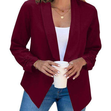 Chic Women's Oversized Ruched Sleeve Crop Blazer - Très Elite