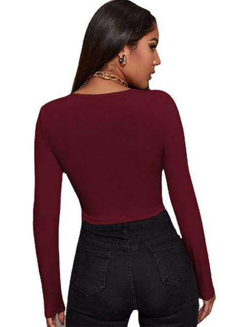 Chic Women's Zip-Up Long Sleeve Blouse with Rounded Neckline