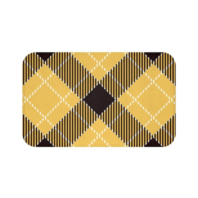 Chic Yellow Checkered Memory Foam Bath Mat - Comfort Meets Style