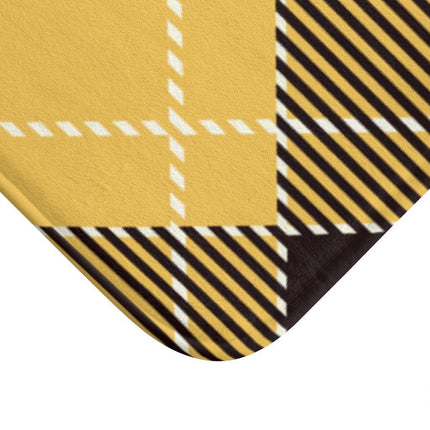 Chic Yellow Checkered Memory Foam Bath Mat - Comfort Meets Style