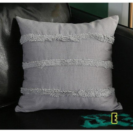 Chic Yellow and Grey Embroidered Cotton Pillow Cover with Tassel Accents - Très Elite