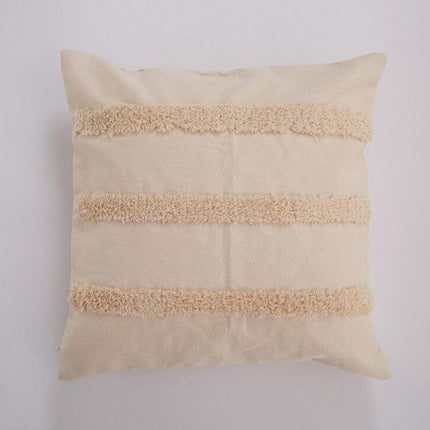 Chic Yellow and Grey Embroidered Cotton Pillow Cover with Tassel Accents - Très Elite