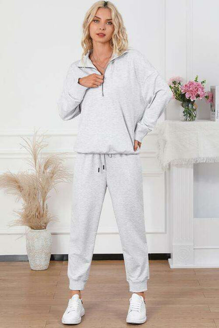 Chic Zip-Up Lounge Ensemble with Matching Joggers for Ultimate Relaxation