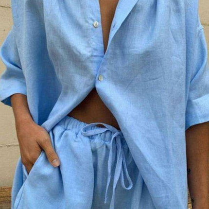 Chic and Playful Women's Colorful Lounge Set: Stylish Short Sleeve Top and Shorts Ensemble for Effortless Elegance - Très Elite