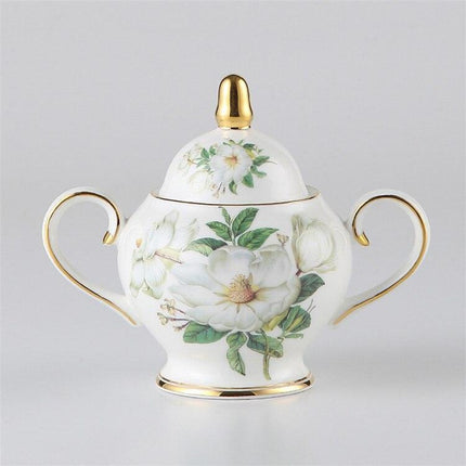 Chrysanthemum Bliss: Opulent Gold-Trimmed Bone China Tea Set - Très Elite