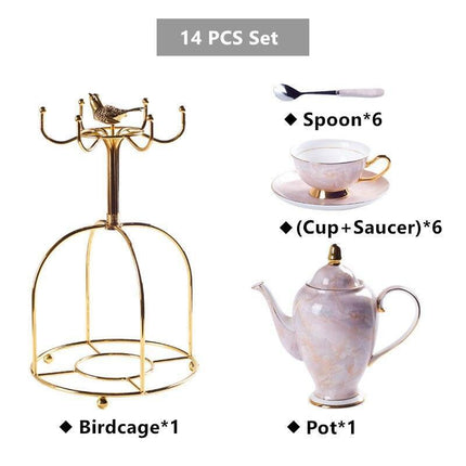 Chrysanthemum Grace: Artisan Bone China Tea Set for Elegant Gatherings - Très Elite