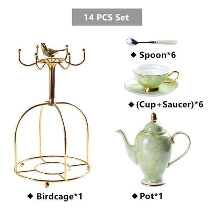 Chrysanthemum Grace: Artisan Bone China Tea Set for Elegant Gatherings - Très Elite