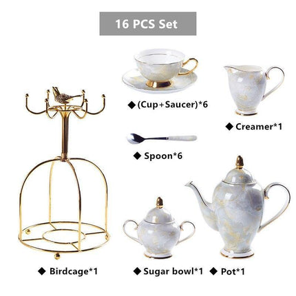 Chrysanthemum Grace: Artisan Bone China Tea Set for Elegant Gatherings - Très Elite