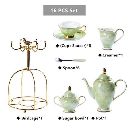 Chrysanthemum Grace: Artisan Bone China Tea Set for Elegant Gatherings - Très Elite