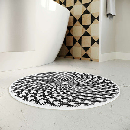 Circle Illusion Abstract Polyester Bathroom Mat - Très Elite