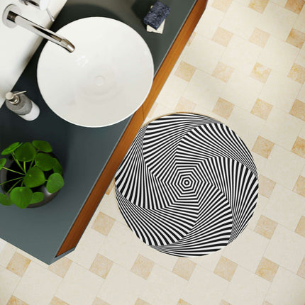 Circular Optical Illusion Abstract Bath Rug - Très Elite