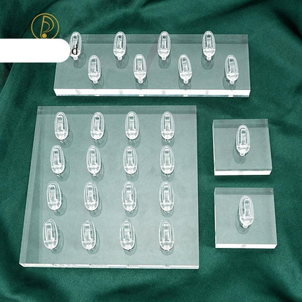 Clear Acrylic Square Rectangle Jewelry Display Stand for Nose Rings, Clicker Hoops, and Earrings - Très Elite