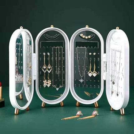 Clear Plastic 153-Hole Foldable Jewelry Display Rack for Earrings and Necklaces - Très Elite