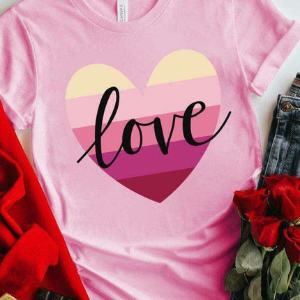 Colorful Hearts Women's Casual Cotton Tee