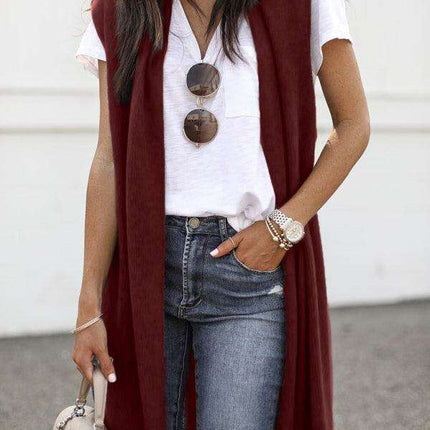 Colorful Knit Sleeveless Cardigan Vest for Chic Casual Style