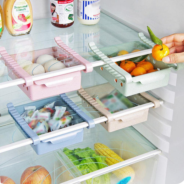 Compact Sliding Refrigerator Storage Organizer for Efficient Space Utilization