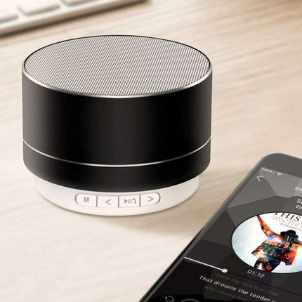 Compact Steel Gun Mini Bluetooth Speaker - Powerful Portable Subwoofer with Wireless Audio and Hands-Free Calling - Très Elite