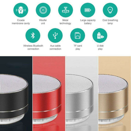Compact Steel Gun Mini Bluetooth Speaker - Powerful Portable Subwoofer with Wireless Audio and Hands-Free Calling - Très Elite
