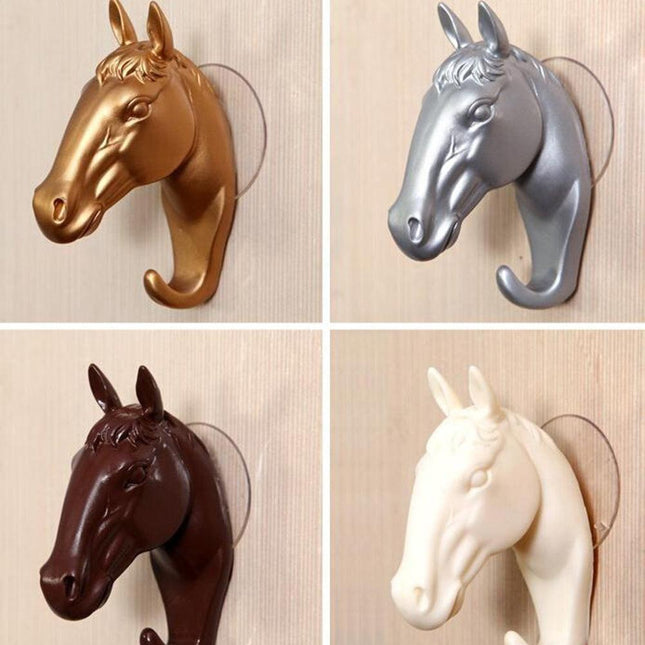 Contemporary Horse Head Wall Hook with Easy Suction Cup Mount - Stylish and Functional