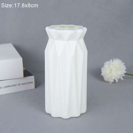 Contemporary Scandinavian Pink and White Plastic Floral Vase - Chic Home Accent