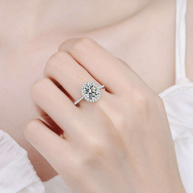 Contemporary Sterling Silver Lab-Grown Diamond Ring with Zircon Accents - A Touch of Elegance