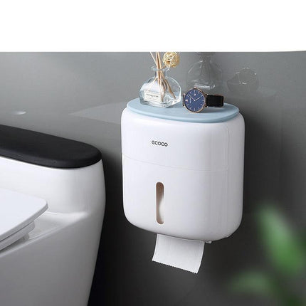 Contemporary Wall-Mounted Bathroom Organizer with Toilet Paper Holder..