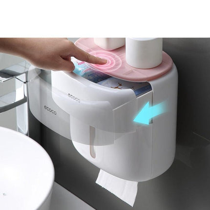 Contemporary Wall-Mounted Bathroom Organizer with Toilet Paper Holder - Très Elite