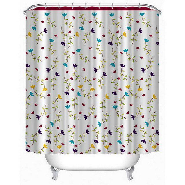 Contemporary Water-Resistant Geometric Pattern Shower Curtain Set with 12 Hooks