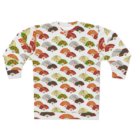Cozy All-Over Print Crewneck Sweatshirt Featuring Japanese Fan Design - Très Elite