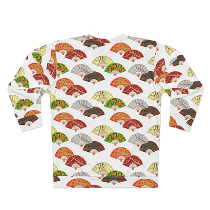 Cozy All-Over Print Crewneck Sweatshirt Featuring Japanese Fan Design - Très Elite