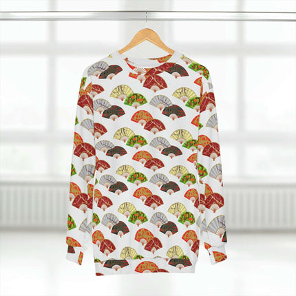 Cozy All-Over Print Crewneck Sweatshirt Featuring Japanese Fan Design - Très Elite